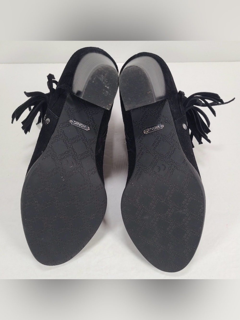 Vionic Faros Black Suede Fringed Boho Coastal Cowgirl Ankle Booties Women 6.5 - Picture 11 of 11